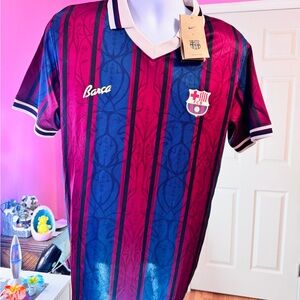 Nike Barca Men's Jersey - Burgundy and Navy.